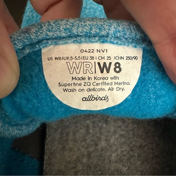 Allbirds Wool Runners Women’s 8 Natural Sneakers Teal Blue Lace Up Wool Shoes - Picture 9 of 9